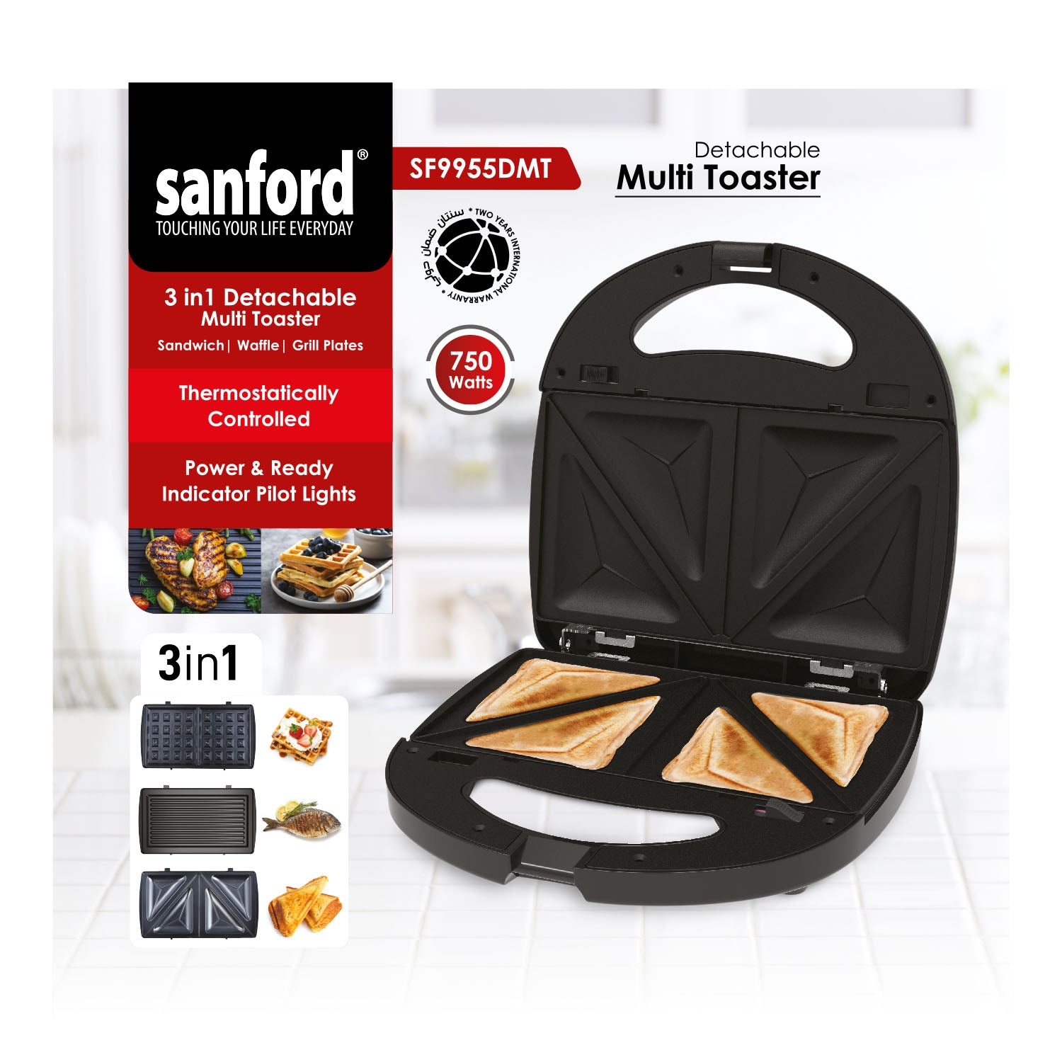 Sanford 3 In 1 Detachable Multi Toaster SF-9955DMT-NEW